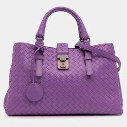 مملوكة مسبقًا Bottega Veneta Purple Leather Small Nappa Intrecciato Roma Satchel