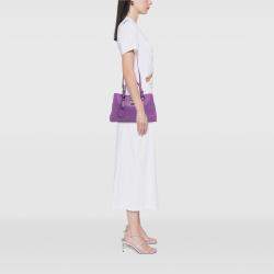 مملوكة مسبقًا Bottega Veneta Purple Leather Small Nappa Intrecciato Roma Satchel