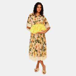 مملوكة مسبقًا حافظة كلاسيكية كبيرة بوتيغا فينيتا جلد أصفر