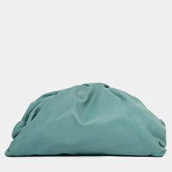 Pre Owned Bottega Veneta Teal Leather Large Classic Pouch