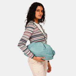 Pre Owned Bottega Veneta Teal Leather Large Classic Pouch