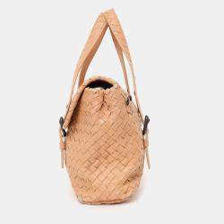 Pre Owned Bottega Veneta Pink Intrecciato Leather 2way Bag Leather Shoulder Bag With Strap