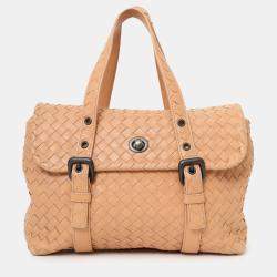 Pre Owned Bottega Veneta Pink Intrecciato Leather 2way Bag Leather Shoulder Bag With Strap