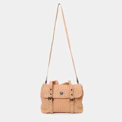 Pre Owned Bottega Veneta Pink Intrecciato Leather 2way Bag Leather Shoulder Bag With Strap