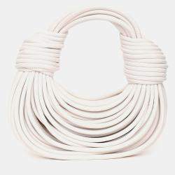 مملوكة مسبقًا Bottega Veneta White Double Knot Leather Top Handle