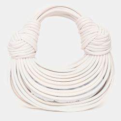 مملوكة مسبقًا Bottega Veneta White Double Knot Leather Top Handle