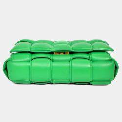 Pre Owned حقيبة بوتيغا فينيتا كاسيت مبطن جلد أخضر بسلسلة