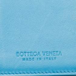 مملوكة مسبقًا Bottega Veneta Light Blue Intrecciato Leather French Flap Wallet