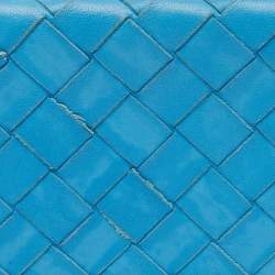 مملوكة مسبقًا Bottega Veneta Light Blue Intrecciato Leather French Flap Wallet