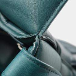 Pre Owned Bottega Veneta Padded Cassette Intrecciato Shoulder Bag In Green Leather