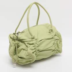 Pre Owned Bottega Veneta Green Leather Satchel