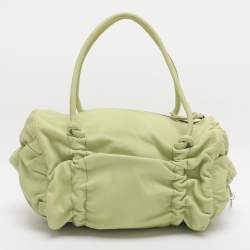 Pre Owned Bottega Veneta Green Leather Satchel