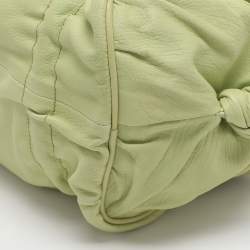 Pre Owned Bottega Veneta Green Leather Satchel