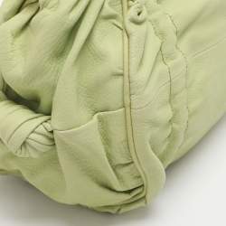 Pre Owned Bottega Veneta Green Leather Satchel