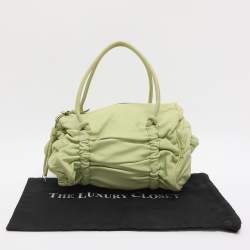 Pre Owned Bottega Veneta Green Leather Satchel