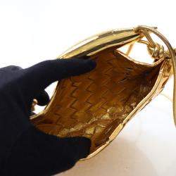 مملوكة مسبقًا حقيبة بوتيغا فينيتا السردين صغيرة ذهبية جلدية