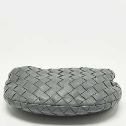 Pre Owned Bottega Veneta Jodie Mini Grey Intrecciato Leather Hobo