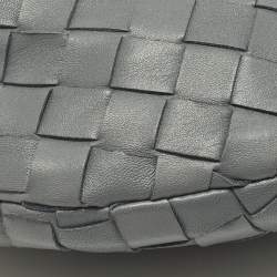 Pre Owned Bottega Veneta Jodie Mini Grey Intrecciato Leather Hobo