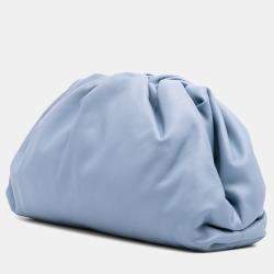 Pre Owned Bottega Veneta Blue Lambskin The Pouch