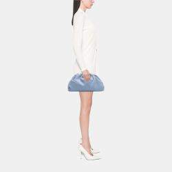 Pre Owned Bottega Veneta Blue Lambskin The Pouch