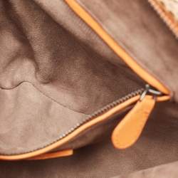 مملوكة مسبقًا Bottega Veneta Nodini Orange/Brown Intrecciato Leather and Snakeskin Crossbody Bag