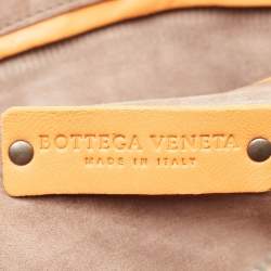 مملوكة مسبقًا Bottega Veneta Nodini Orange/Brown Intrecciato Leather and Snakeskin Crossbody Bag