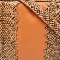 مملوكة مسبقًا Bottega Veneta Nodini Orange/Brown Intrecciato Leather and Snakeskin Crossbody Bag