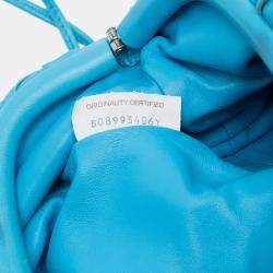 Pre Owned Bottega Veneta Blue Nappa Intrecciato The Mini Pouch Crossbody