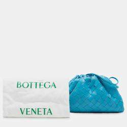 Pre Owned Bottega Veneta Blue Nappa Intrecciato The Mini Pouch Crossbody