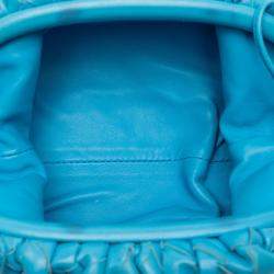 Pre Owned Bottega Veneta Blue Nappa Intrecciato The Mini Pouch Crossbody