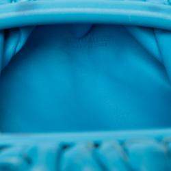 Pre Owned Bottega Veneta Blue Nappa Intrecciato The Mini Pouch Crossbody