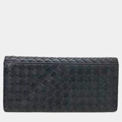 مملوكة مسبقًا Bottega Veneta Grey Leather Mesh Long Wallet