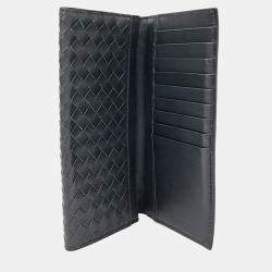 مملوكة مسبقًا Bottega Veneta Grey Leather Mesh Long Wallet