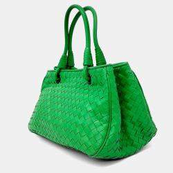 مملوكة مسبقًا Bottega Veneta Green Leather mesh tote bag