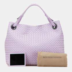 Pre Owned Bottega Veneta Purple Medium Nappa Intrecciato Bella Tote