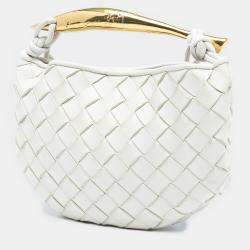 مملوكة مسبقًا Bottega Veneta White Baby Lambskin Intrecciato Sardine