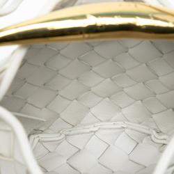 مملوكة مسبقًا Bottega Veneta White Baby Lambskin Intrecciato Sardine