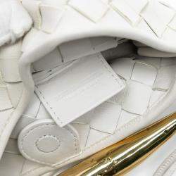 مملوكة مسبقًا Bottega Veneta White Baby Lambskin Intrecciato Sardine