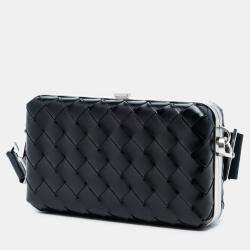 مملوكة مسبقًا Bottega Veneta Black Spazzolato Intrecciato Box Messenger Bag