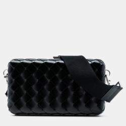 مملوكة مسبقًا Bottega Veneta Black Spazzolato Intrecciato Box Messenger Bag
