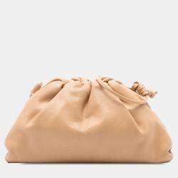 Pre Owned Bottega Veneta Brown Lambskin The Mini Pouch Crossbody