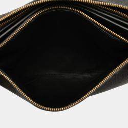 Pre Owned حقيبة كروس بودي سلسلة بسحاب مزدوج جلد أسود بوتيغا فينيتا