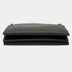 Pre Owned حقيبة كروس بودي سلسلة بسحاب مزدوج جلد أسود بوتيغا فينيتا