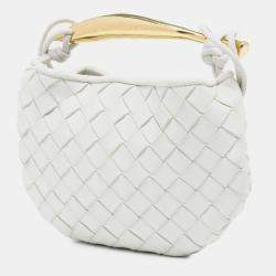 مملوكة مسبقًا Bottega Veneta White Baby Lambskin Intrecciato Sardine