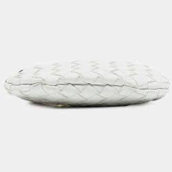 مملوكة مسبقًا Bottega Veneta White Baby Lambskin Intrecciato Sardine