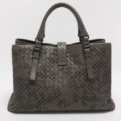 مملوكة مسبقًا حقيبة يد بوتيغا فينيتا روما متوسطة جلد إنتريشياتو بيج