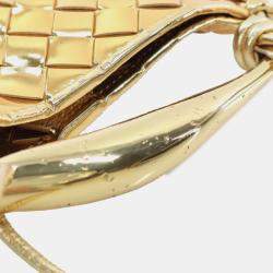 Pre Owned Bottega Veneta Gold Baby Metallic Lambskin Intrecciato Sardine