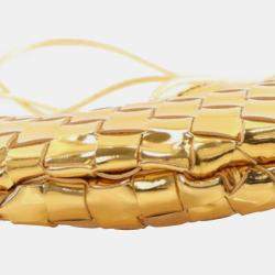 Pre Owned Bottega Veneta Gold Baby Metallic Lambskin Intrecciato Sardine