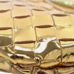 Pre Owned Bottega Veneta Gold Baby Metallic Lambskin Intrecciato Sardine