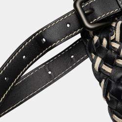 مملوكة مسبقًا حقيبة يد بوتيغا فينيتا ليدو كبيرة جلد انتريشياتو أبيض أسود